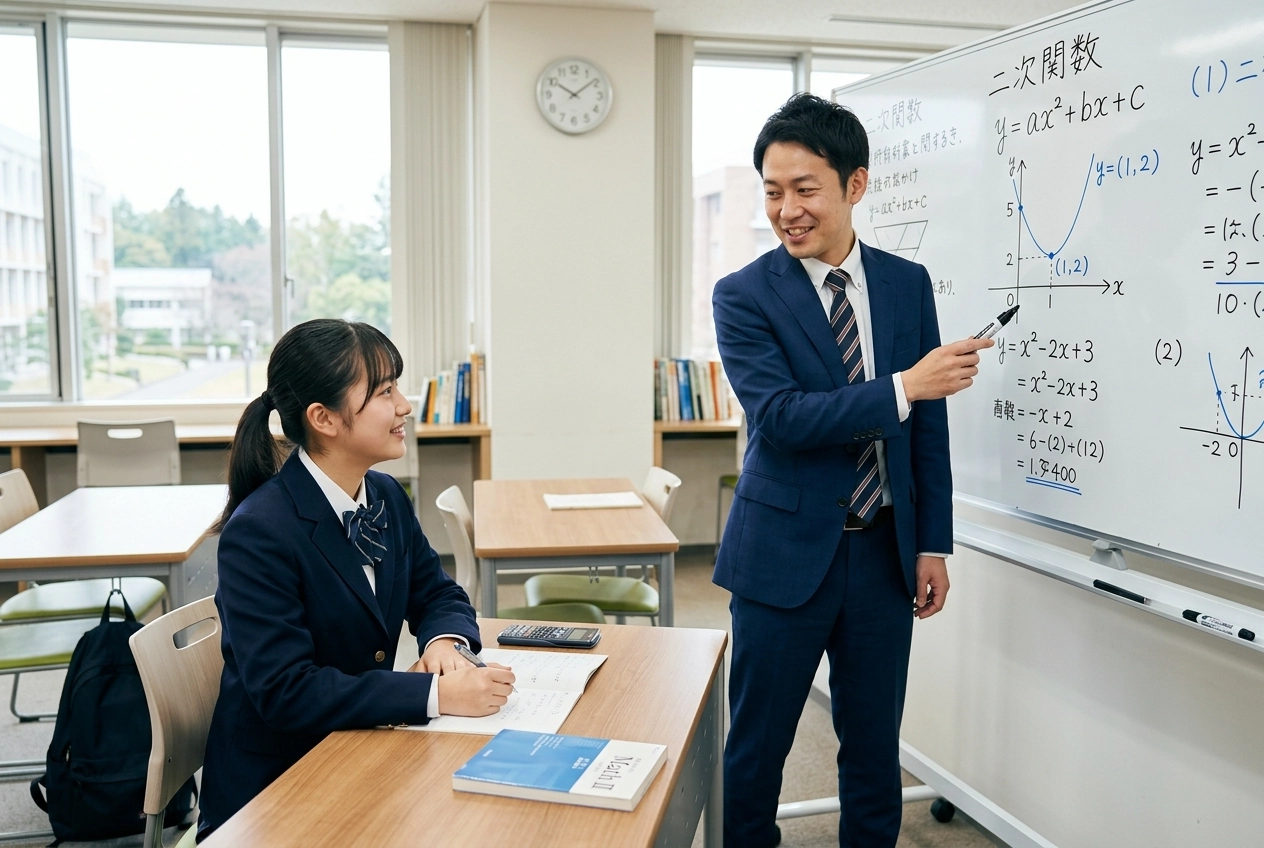 講師がホワイトボードで解説している様子